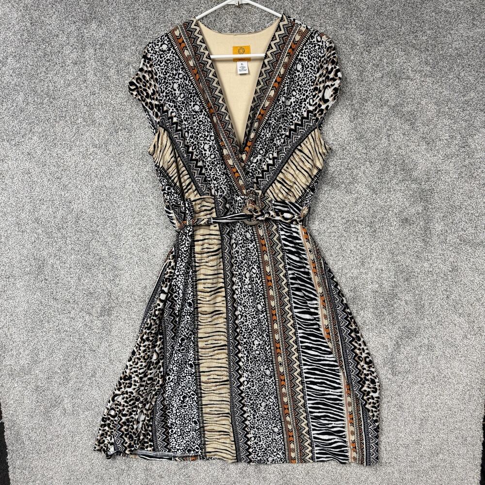 Ruby Rd. Faux Wrap Dress PL Safari Glam Resort Mobwife Whimsigoth Animal Print